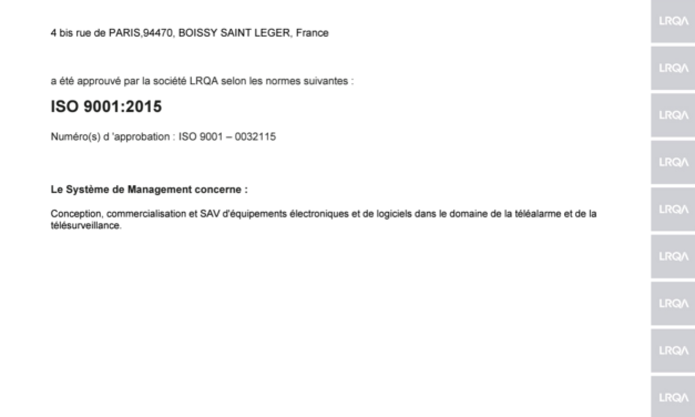 🌟 Nous sommes fiers d&rsquo;annoncer le renouvellement pour 3 ans de notre certification LRQA 9001:2015 ! 🌟